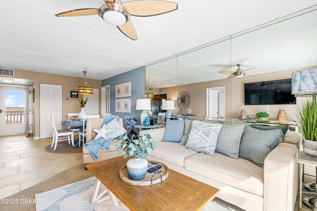 living room featuring tile patterned floors