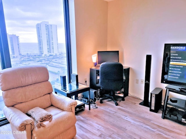 office area with wood finished floors