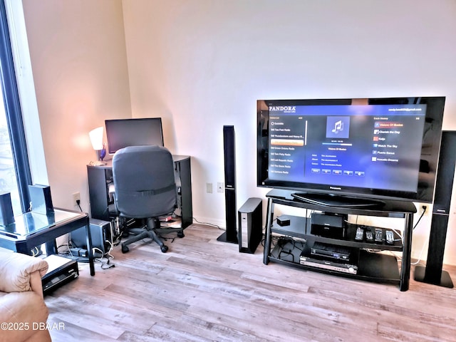 home office featuring wood finished floors