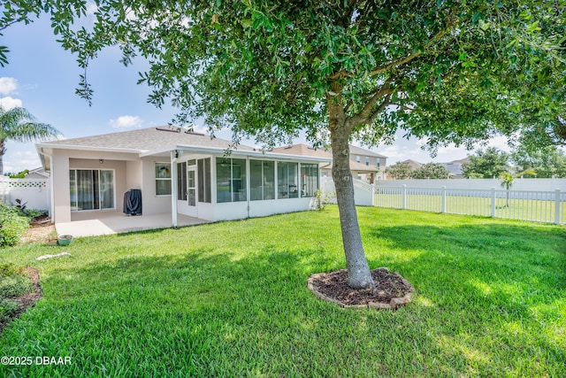 1748 Savannah Ln, Port Orange, FL 32128 - back of house with a sunroom, a patio, and stucco siding