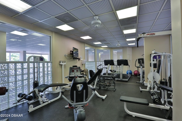 3 Oceans W Blvd Unit 5C4, Daytona Beach Shores, FL 32118 - gym featuring a drop ceiling