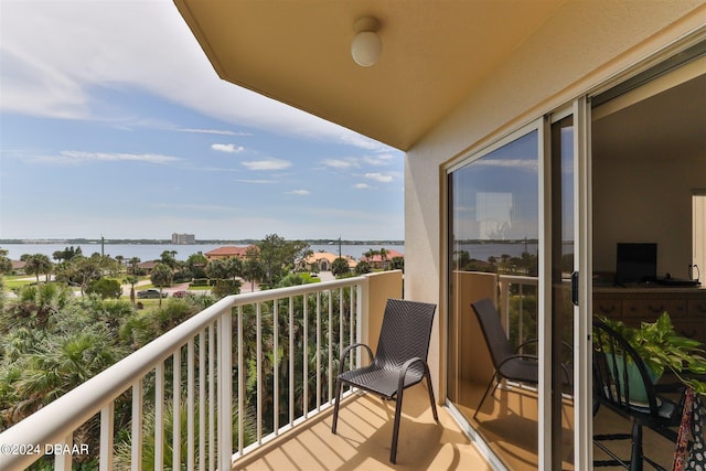 balcony with a water view