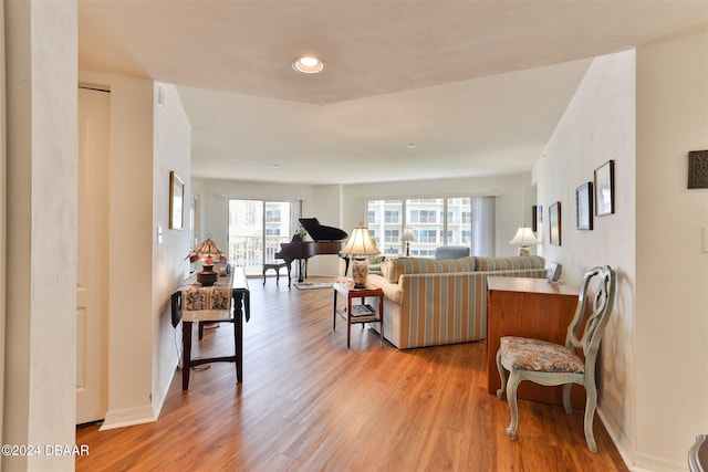 living room with hardwood / wood-style floors