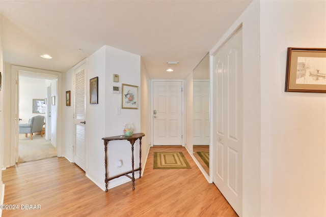 3 Oceans W Blvd Unit 5C4, Daytona Beach Shores, FL 32118 - hallway with light wood-style flooring, recessed lighting, and baseboards