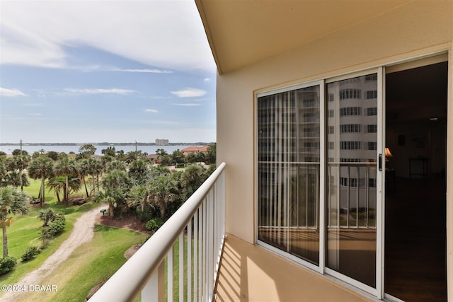 balcony with a water view