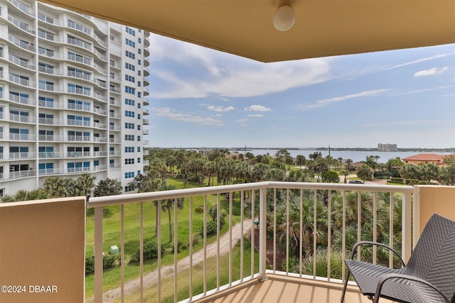 balcony with a water view