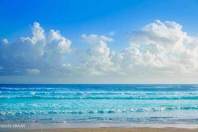 property view of water featuring a view of the beach