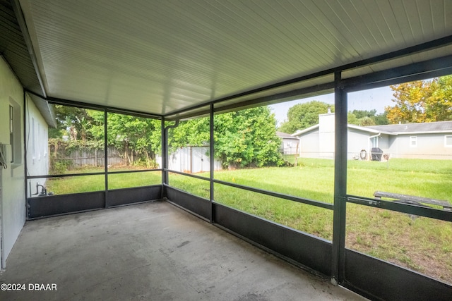 view of unfurnished sunroom