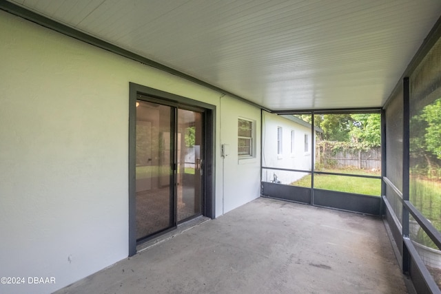 view of unfurnished sunroom