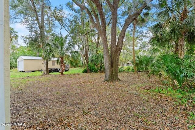 view of yard featuring an outdoor structure