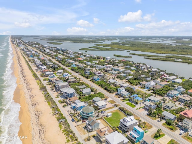 6361 Turtlemound Rd, New Smyrna Beach, FL 32169 - aerial view with a water view, a beach view, and a residential view