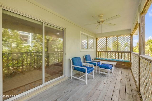 6361 Turtlemound Rd, New Smyrna Beach, FL 32169 - sunroom / solarium with ceiling fan and a healthy amount of sunlight