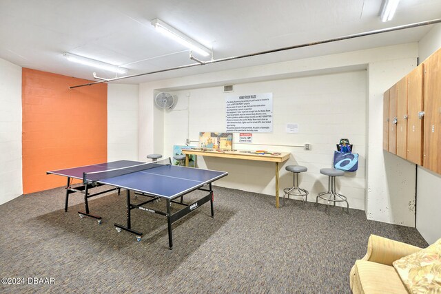 recreation room featuring carpet floors