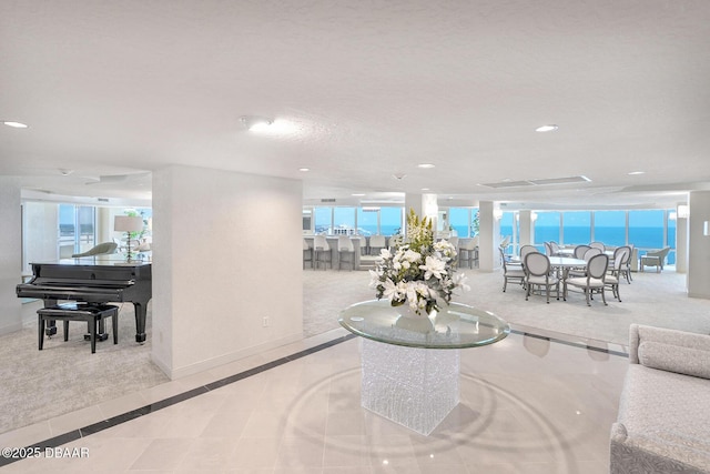 2545 S Atlantic Ave Unit 2107 2108, Daytona Beach Shores, FL 32118 - living area with carpet floors, recessed lighting, and baseboards