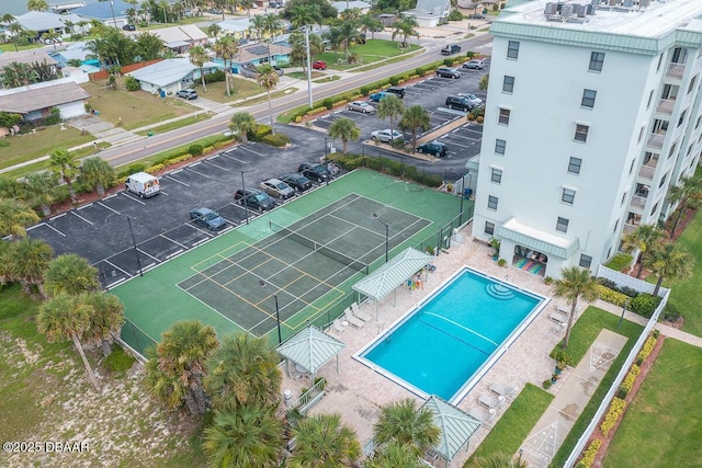 bird's eye view of a pool