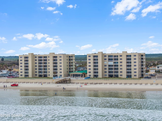 exterior space with a view of the beach and a water view