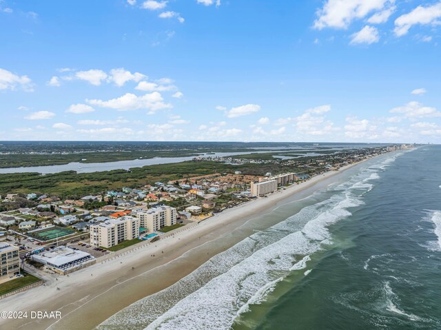 aerial view with a beach view and a water view