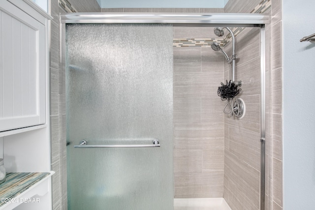 bathroom with a stall shower