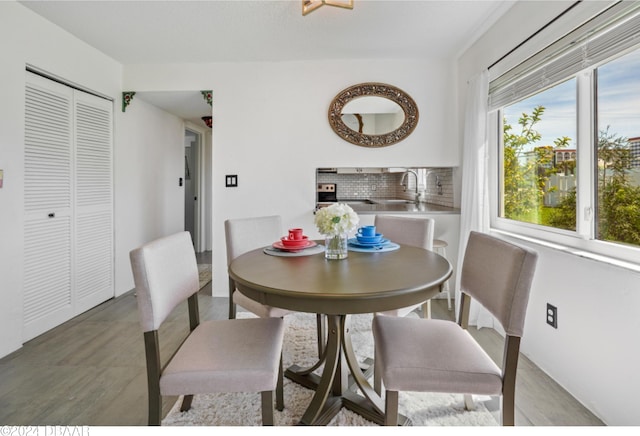 dining area featuring sink