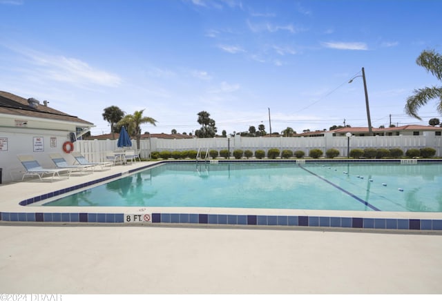 view of pool featuring a patio