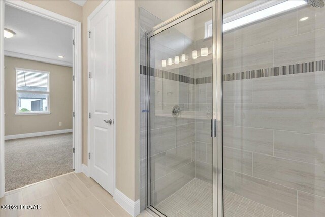 3116 Legends Preserve Dr, Daytona Beach, FL 32124 - full bathroom featuring a stall shower and baseboards