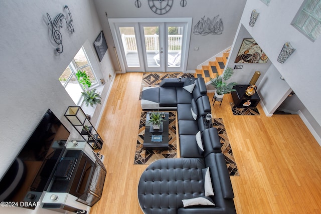 living room with hardwood / wood-style floors