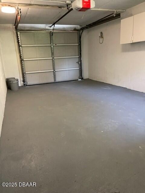 garage with a garage door opener