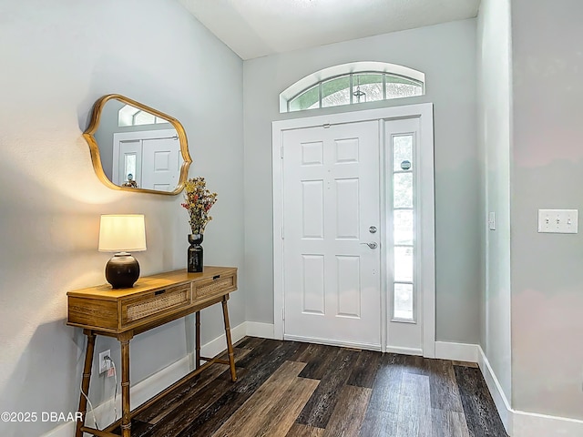 4225 Bristle Cone Way, Port Orange, FL 32129 - foyer entrance with dark wood-type flooring and baseboards