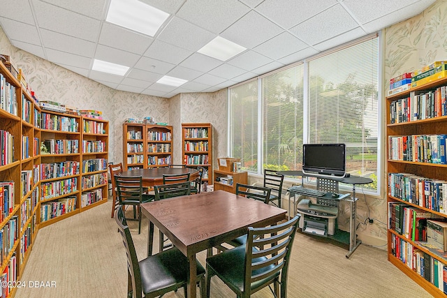 4 Oceans W Blvd Unit 507D, Daytona Beach Shores, FL 32118 - carpeted home office with a paneled ceiling