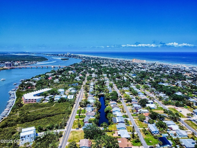 650 S Pine St, New Smyrna Beach, FL 32169 - birds eye view of property featuring a water view and a residential view