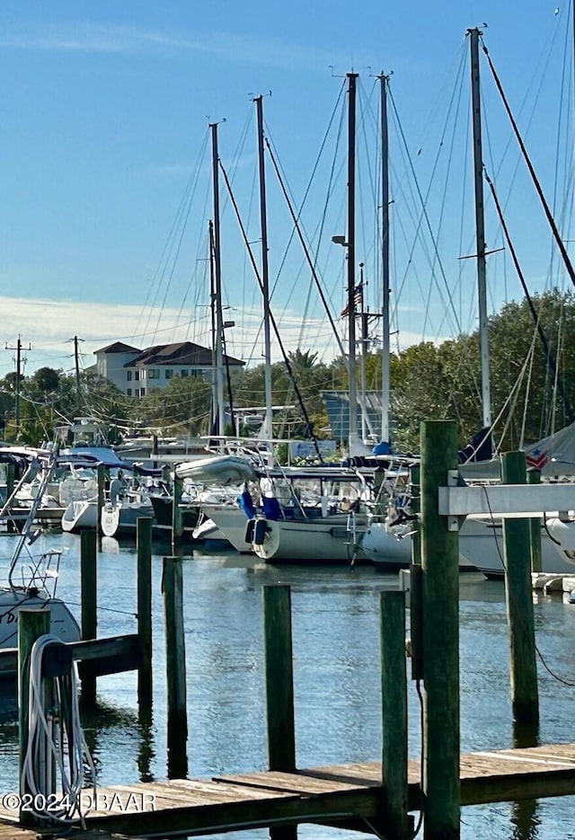 dock area featuring a water view