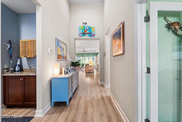 hall featuring light hardwood / wood-style flooring