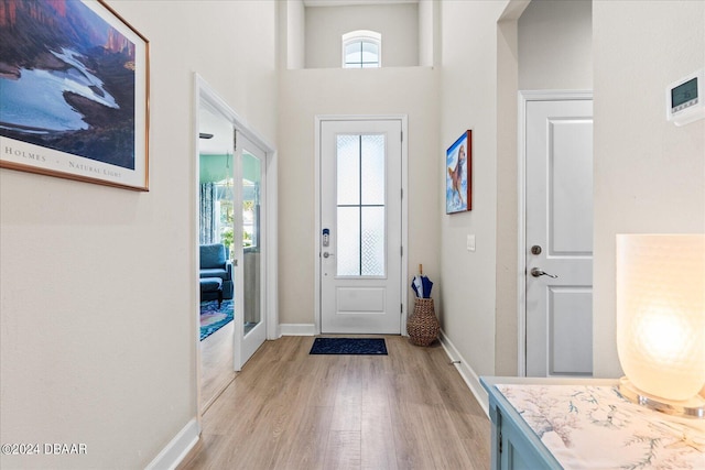 foyer entrance featuring light hardwood / wood-style floors