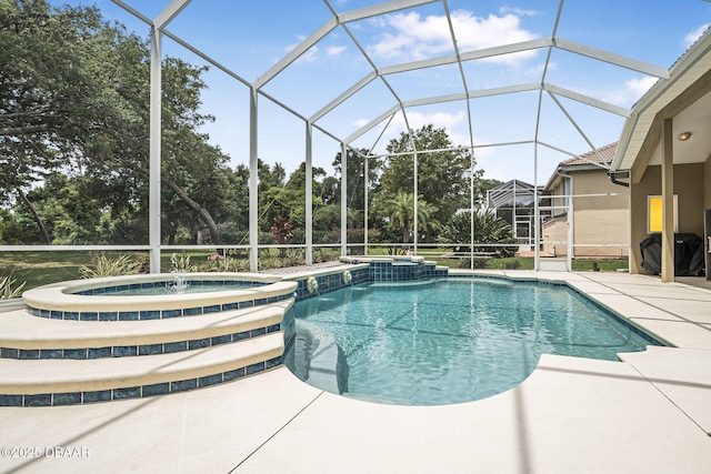 1766 Roscoe Turner Trl, Port Orange, FL 32128 - view of swimming pool featuring a pool with connected hot tub, a patio, and area for grilling