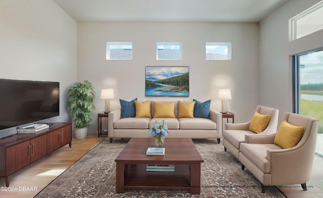 living room featuring hardwood / wood-style flooring