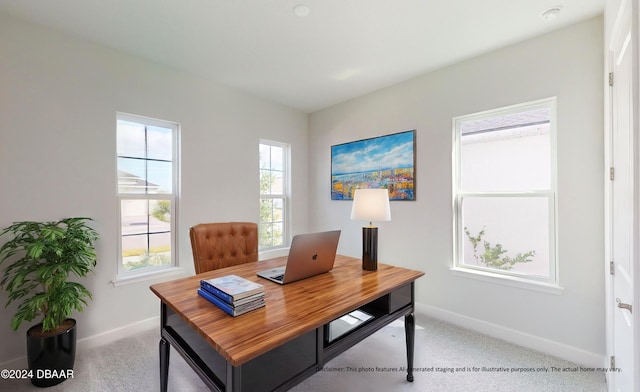 view of carpeted office