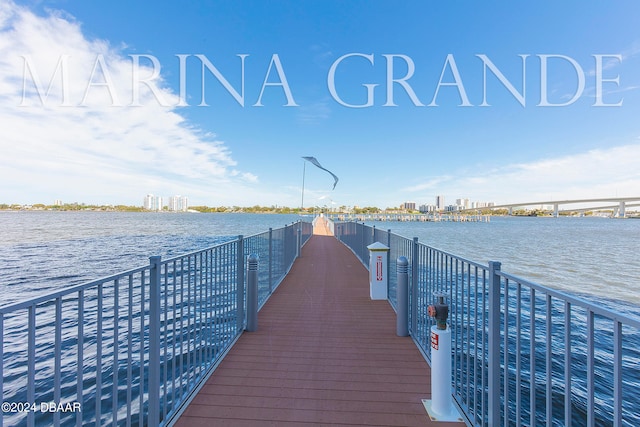 dock area featuring a water view