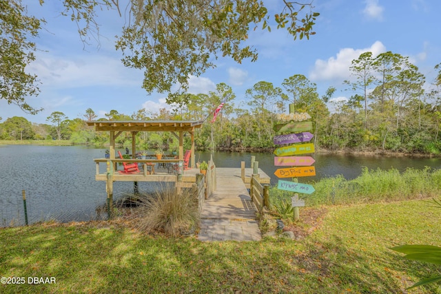 dock area featuring a water view