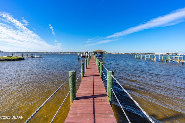 view of dock featuring a water view