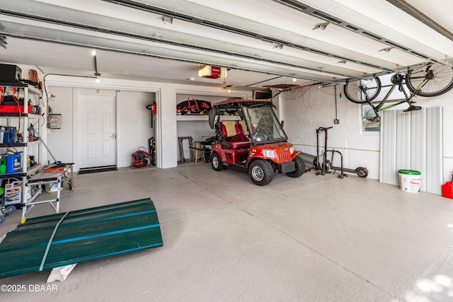 garage with a garage door opener