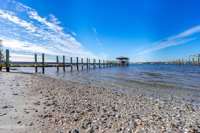 dock area featuring a water view