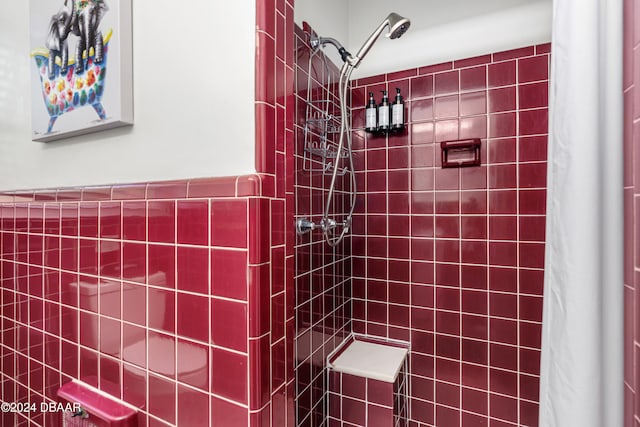 bathroom featuring a shower with shower curtain