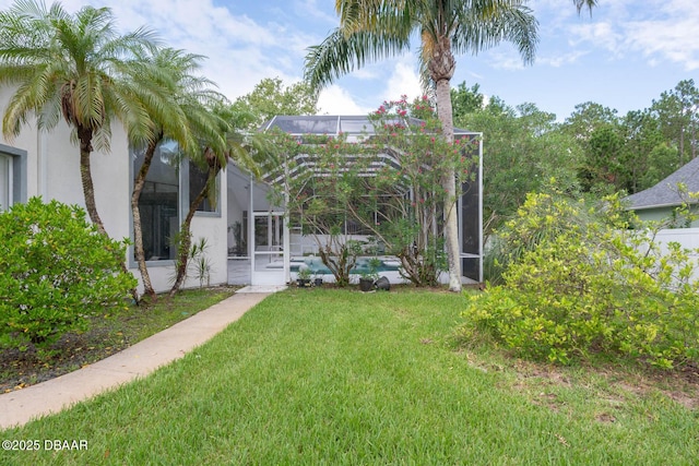 2 Creek Bend Way, Ormond Beach, FL 32174 - view of grassy yard featuring a lanai and an outdoor pool