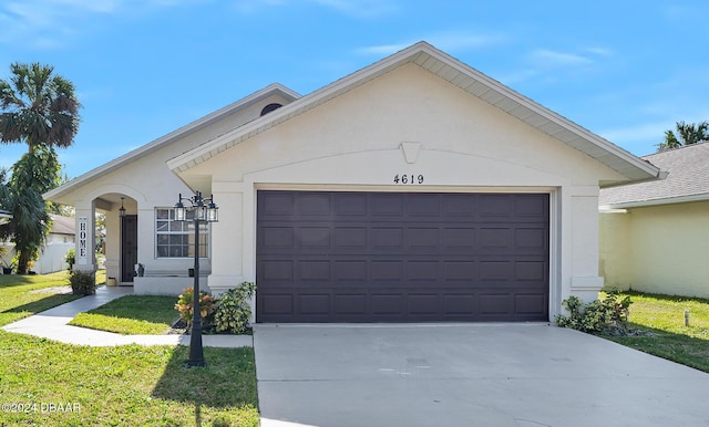 single story home with a garage