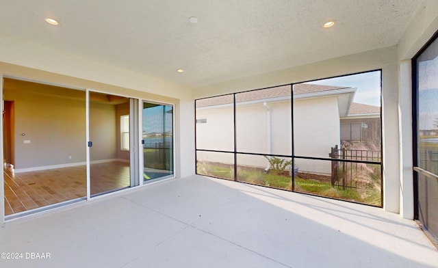 view of unfurnished sunroom