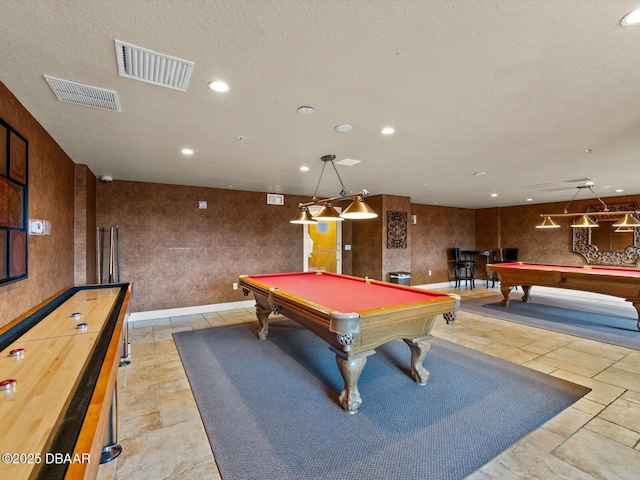 2403 S Atlantic Ave Unit 410, Daytona Beach, FL 32118 - recreation room with billiards table, recessed lighting, a textured ceiling, and baseboards