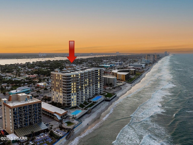 2403 S Atlantic Ave Unit 410, Daytona Beach, FL 32118 - aerial view at dusk of view of water and beach
