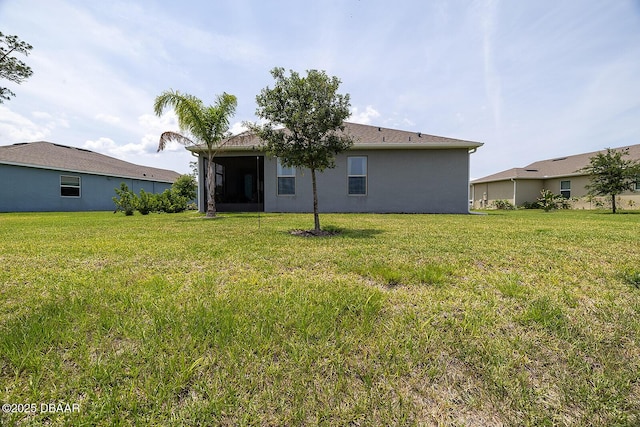 3013 Kenmare St, Ormond Beach, FL 32174 - back of property with a lawn and stucco siding