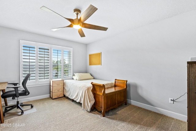 6423 Hanfield Ln, Port Orange, FL 32128 - bedroom featuring light colored carpet, ceiling fan, and a desk