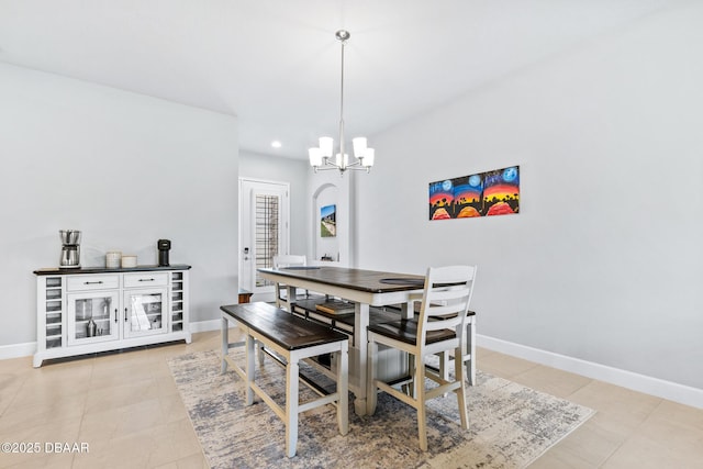 6423 Hanfield Ln, Port Orange, FL 32128 - dining room with a chandelier, light tile patterned floors, and recessed lighting